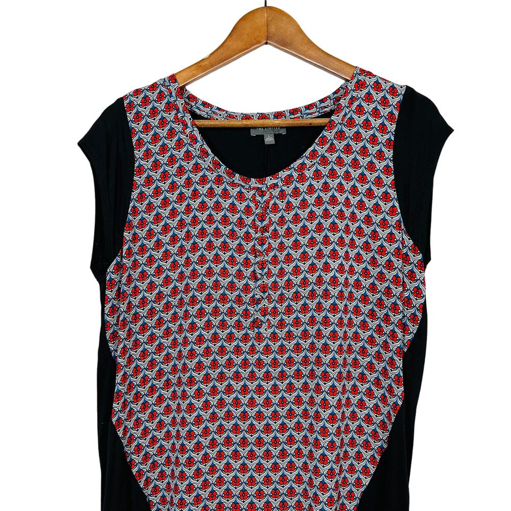 The Limited Cap Sleeve Hi Lo Tunic Blouse Top Mod Floral Print - L